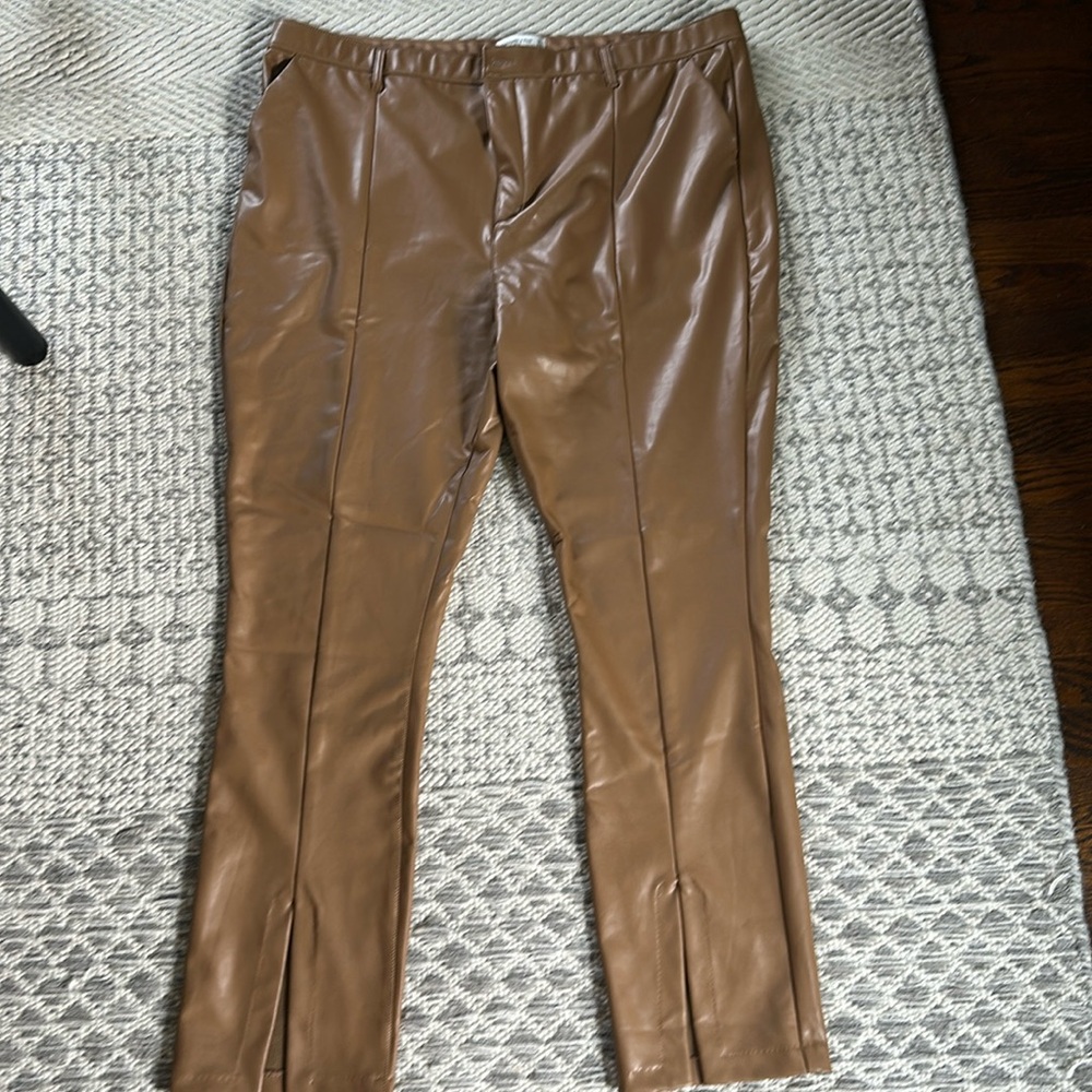 Skinny Ultra High Rise faux leather flare pants
